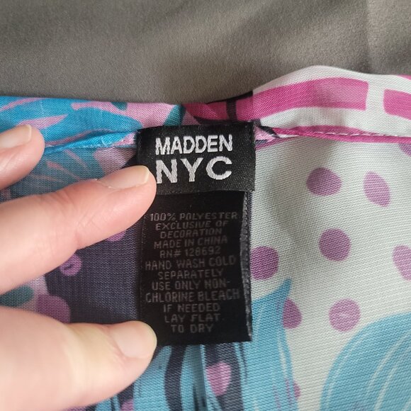 Madden NYC Kimono Womens One Size Blue Tropical Duster Sheer Beach Swim Coverup - Picture 4 of 9